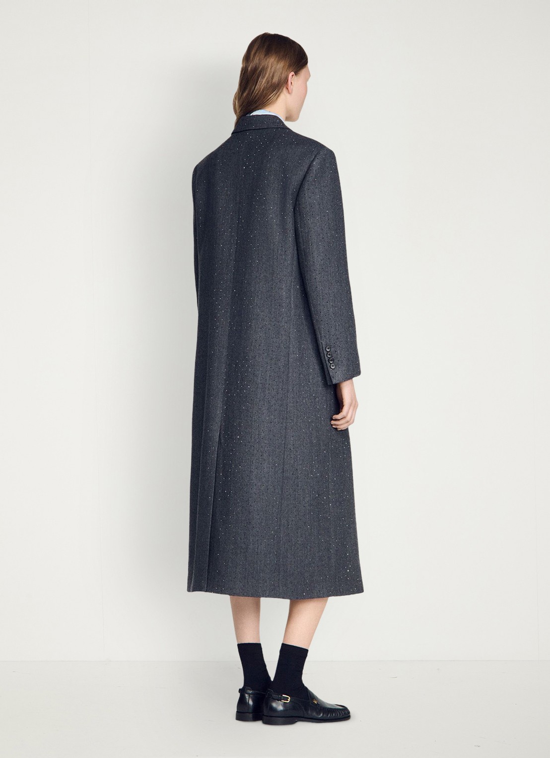 Sandro Trenchcoat met stippenprint - achterkant 5 dark grey / grijs