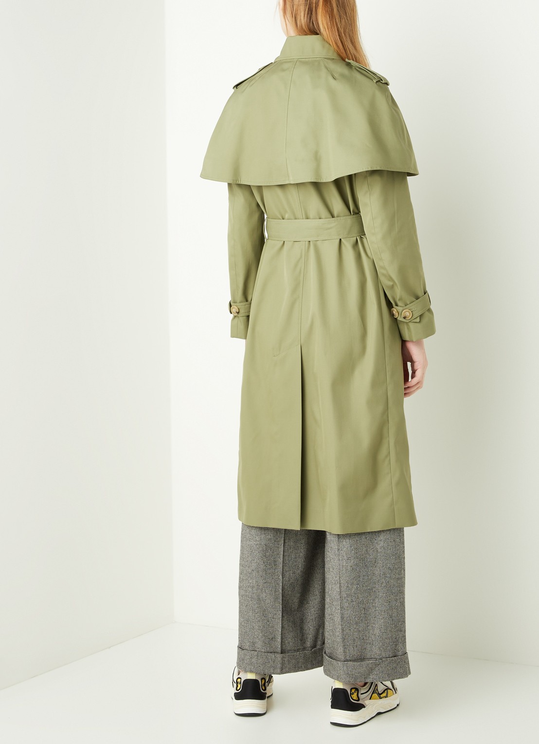 Sandro Trenchcoat met strikceintuur - achterkant 4 mosgroen