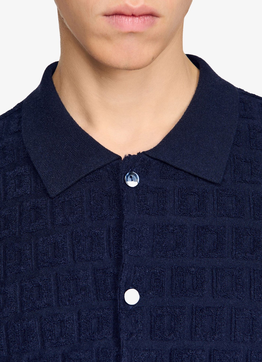 Sandro Vest met met jacquard dessin - detail 4 donkerblauw