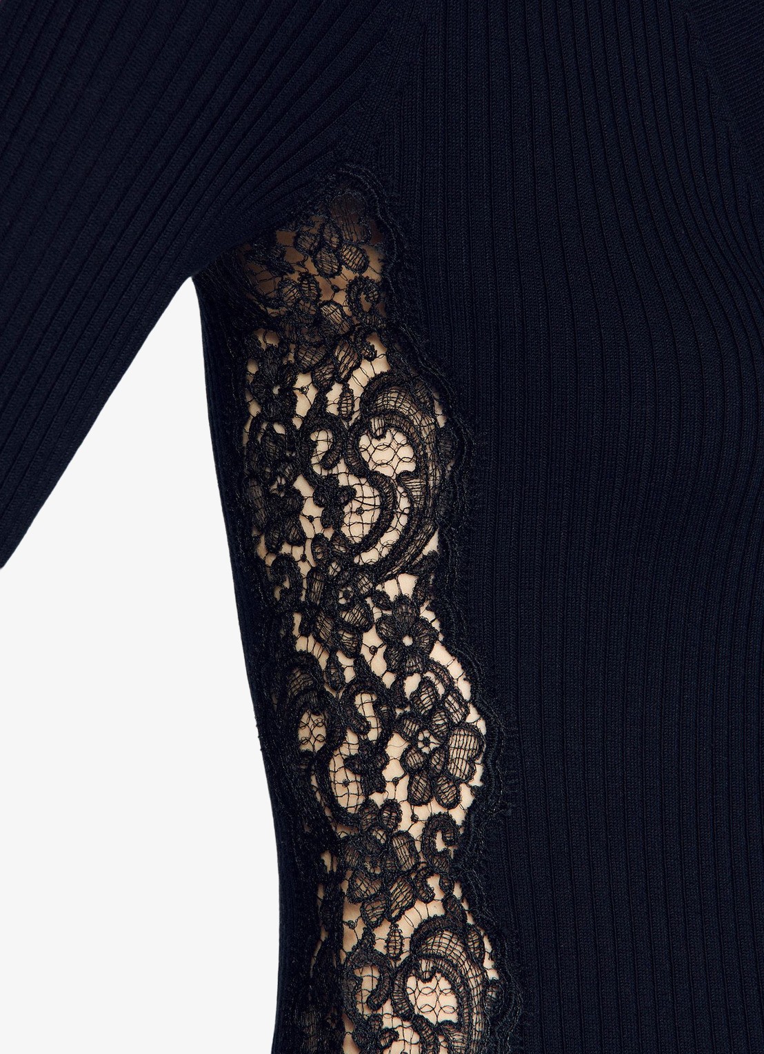 Sandro Vest met V-hals en details van kant - detail 2 black / zwart