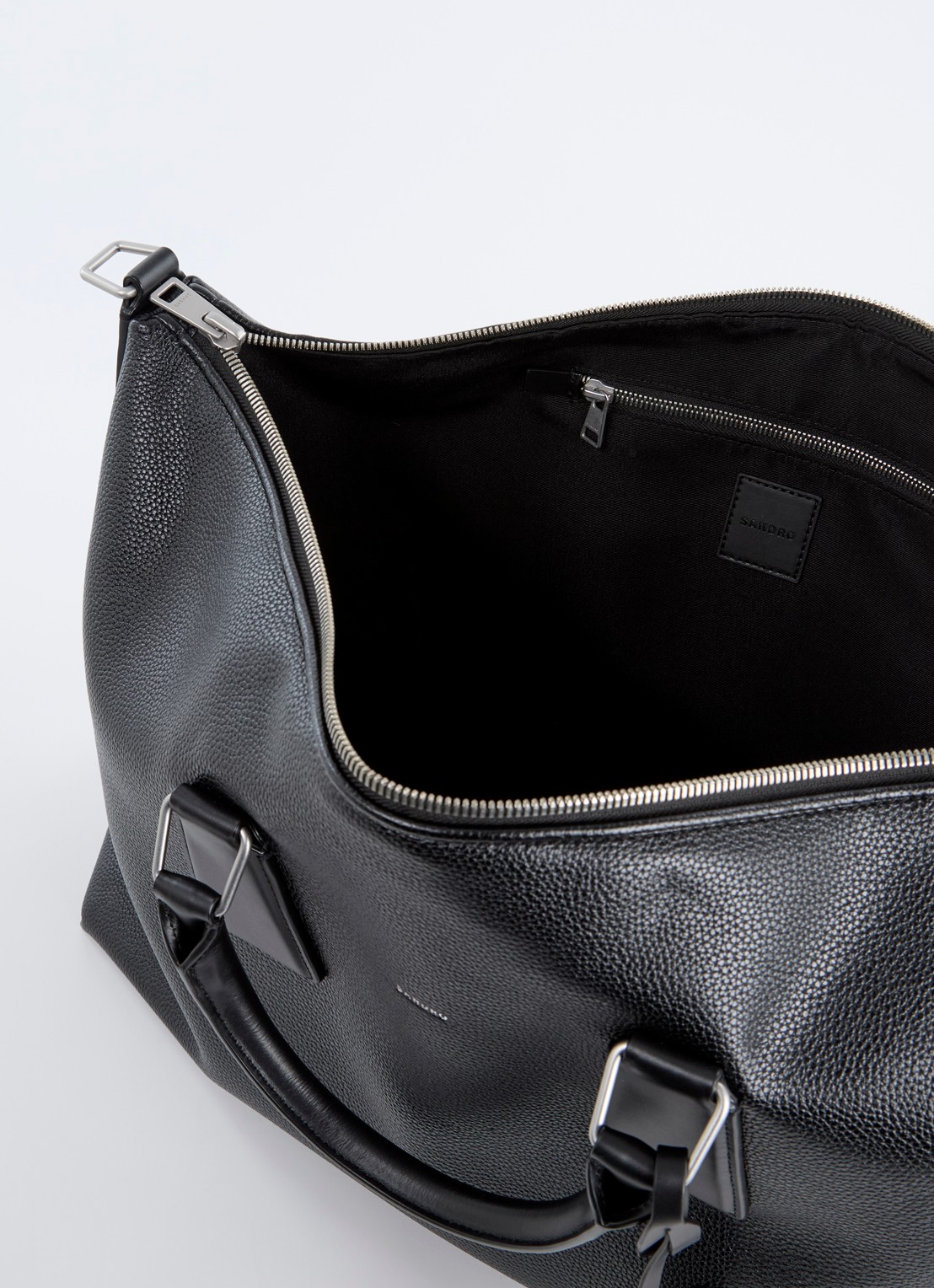 Sandro Weekendtas met leren details en afneembare schouderriem - detail zwart