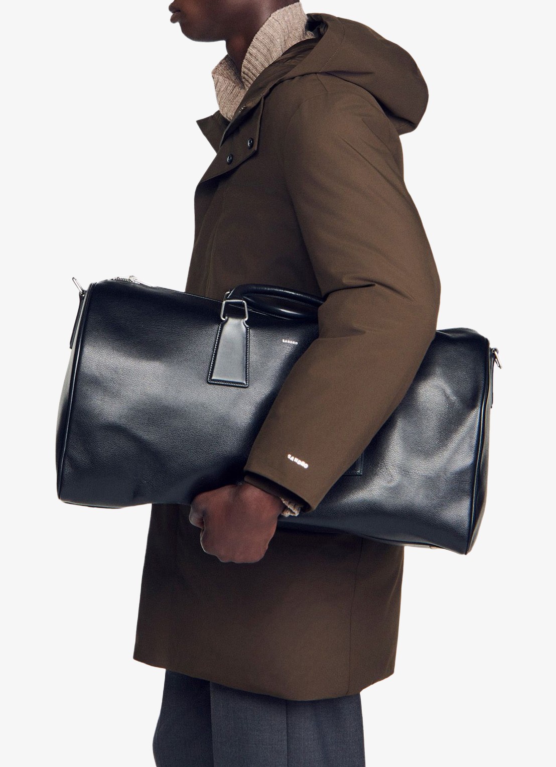 Sandro Weekendtas met logo - detail zwart