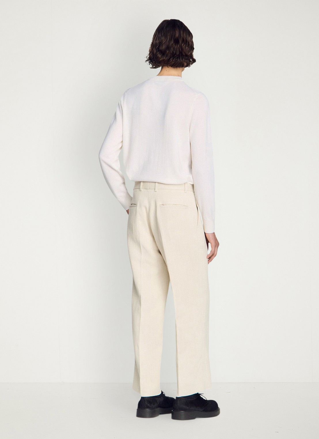 Sandro Wide fit pantalon met steekzakken - achterkant 6 ivoor