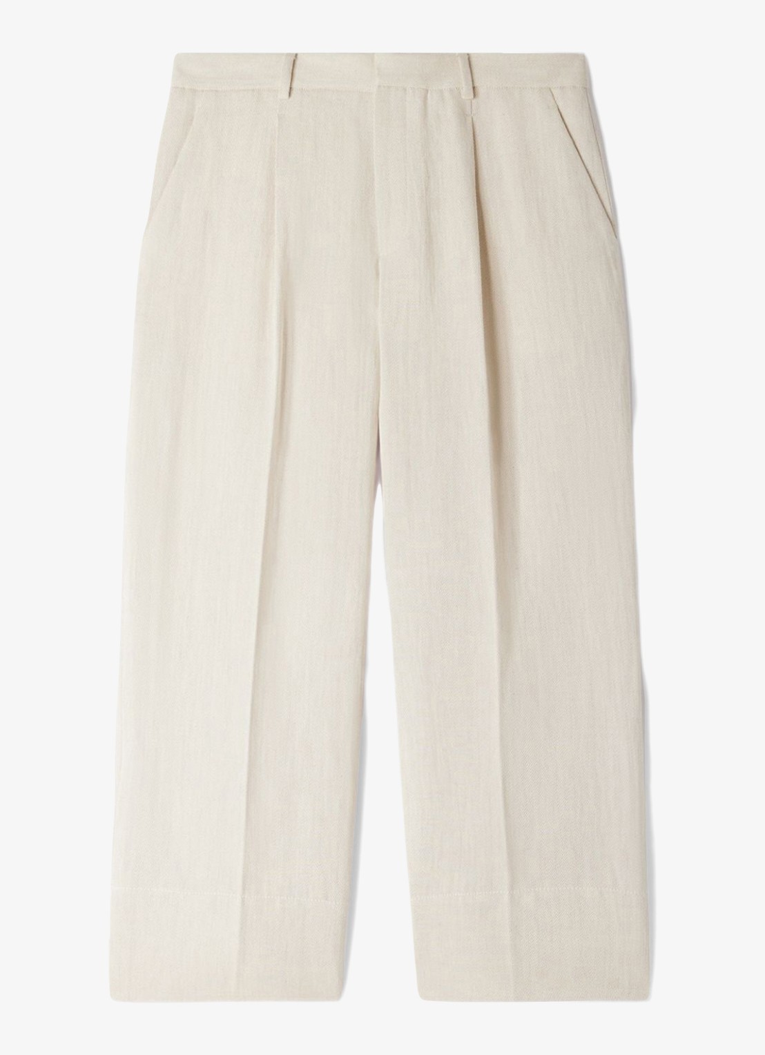 Sandro Wide fit pantalon met steekzakken - voorkant ivoor