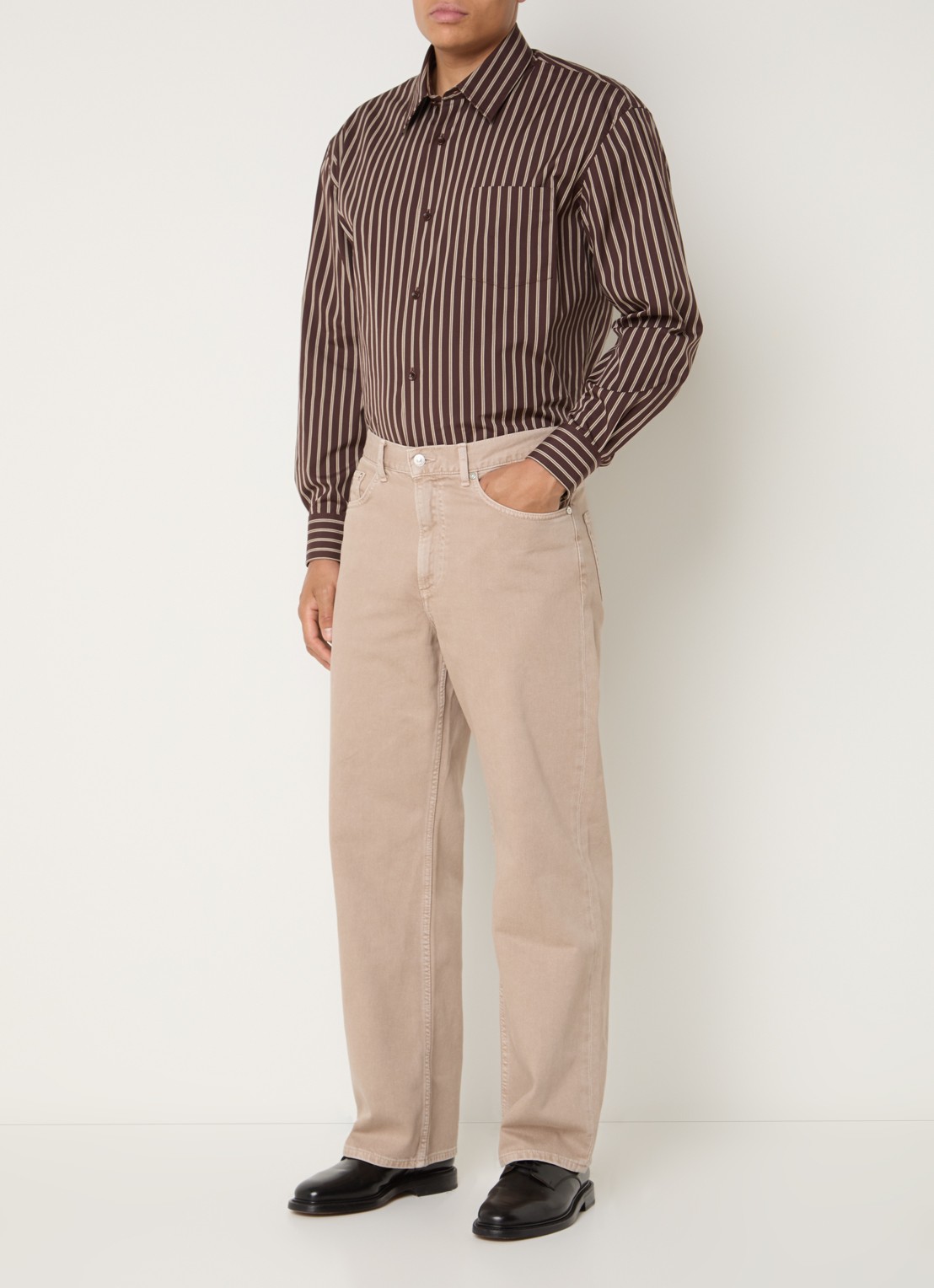 Sandro Wide leg jeans met gekleurde wassing - voorkant 2 beige