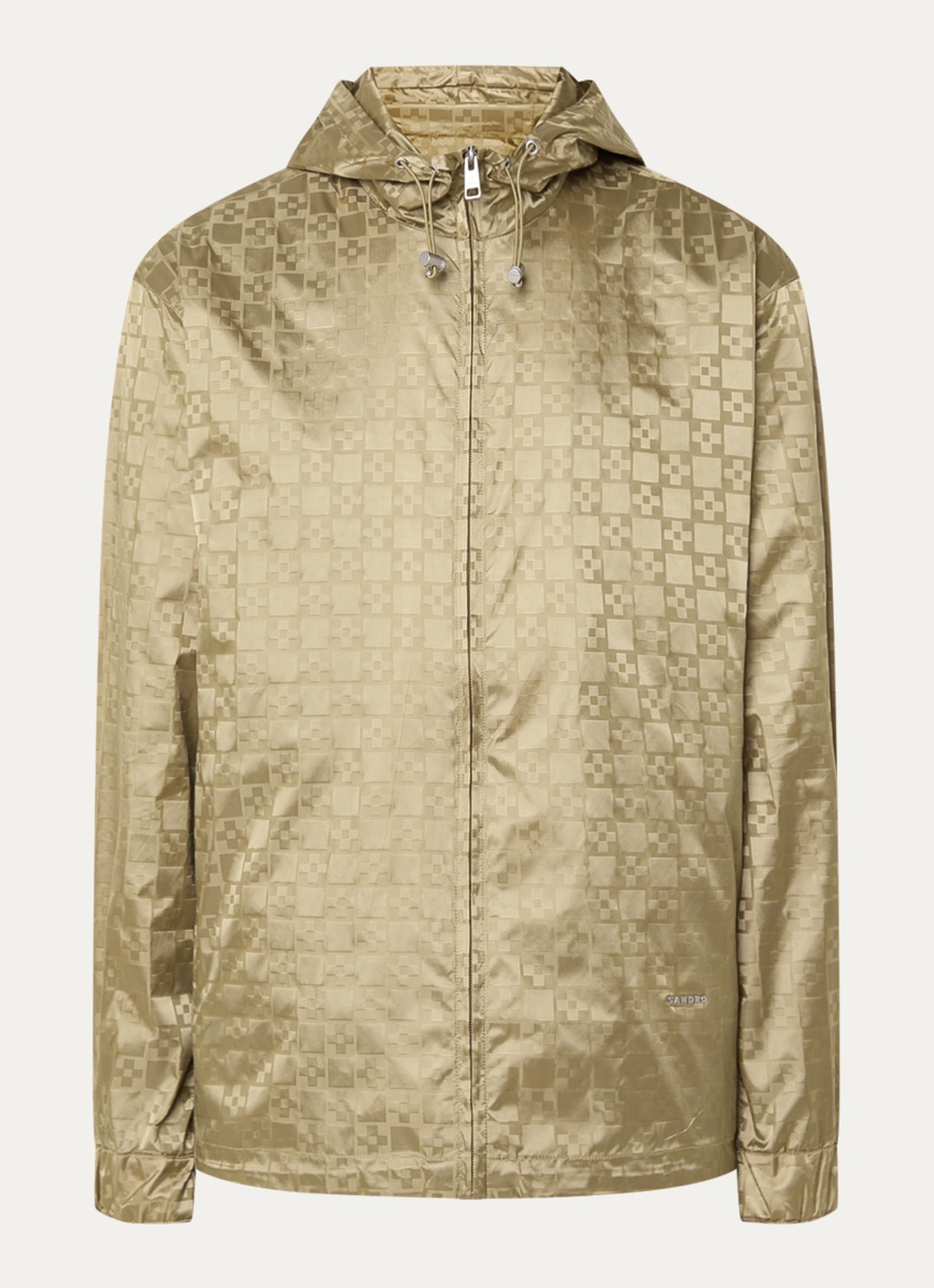 Sandro Windjack met logo en jacquard dessin - voorkant beige