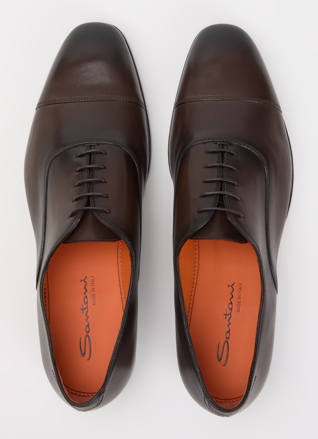 Santoni Archie veterschoen van leer - detail 3 donkerbruin