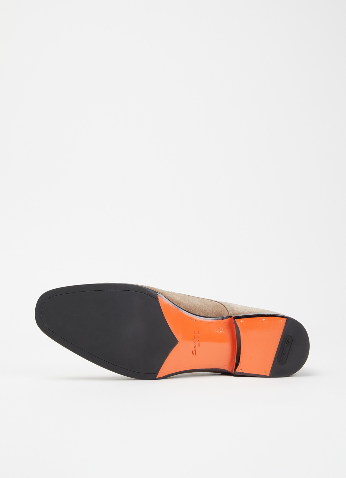 Santoni Axel Double Monk gespschoen van suède - detail 4 donkerbeige