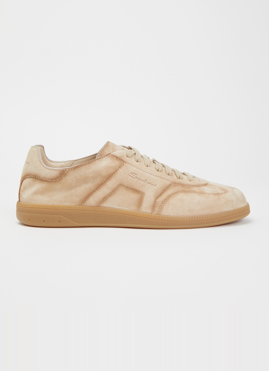 Santoni DBS Oly sneaker van suède  - voorkant beige