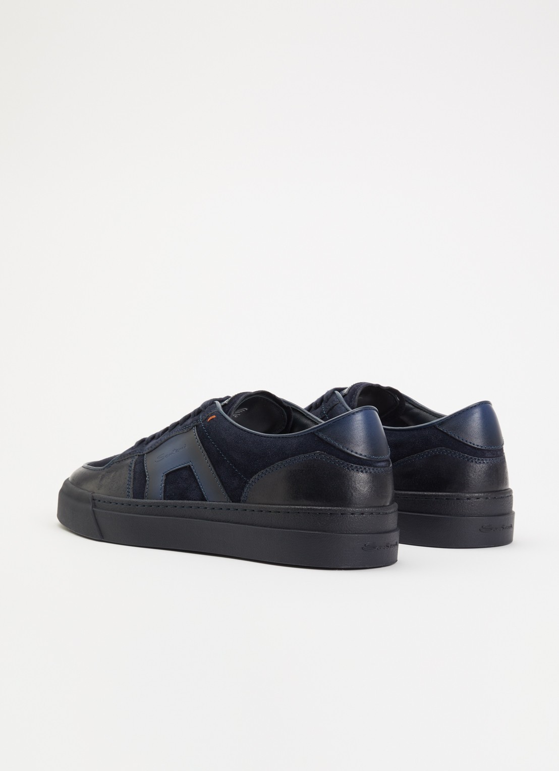 Santoni DBS Sport sneaker van suède met leren details - achterkant 5 donkerblauw