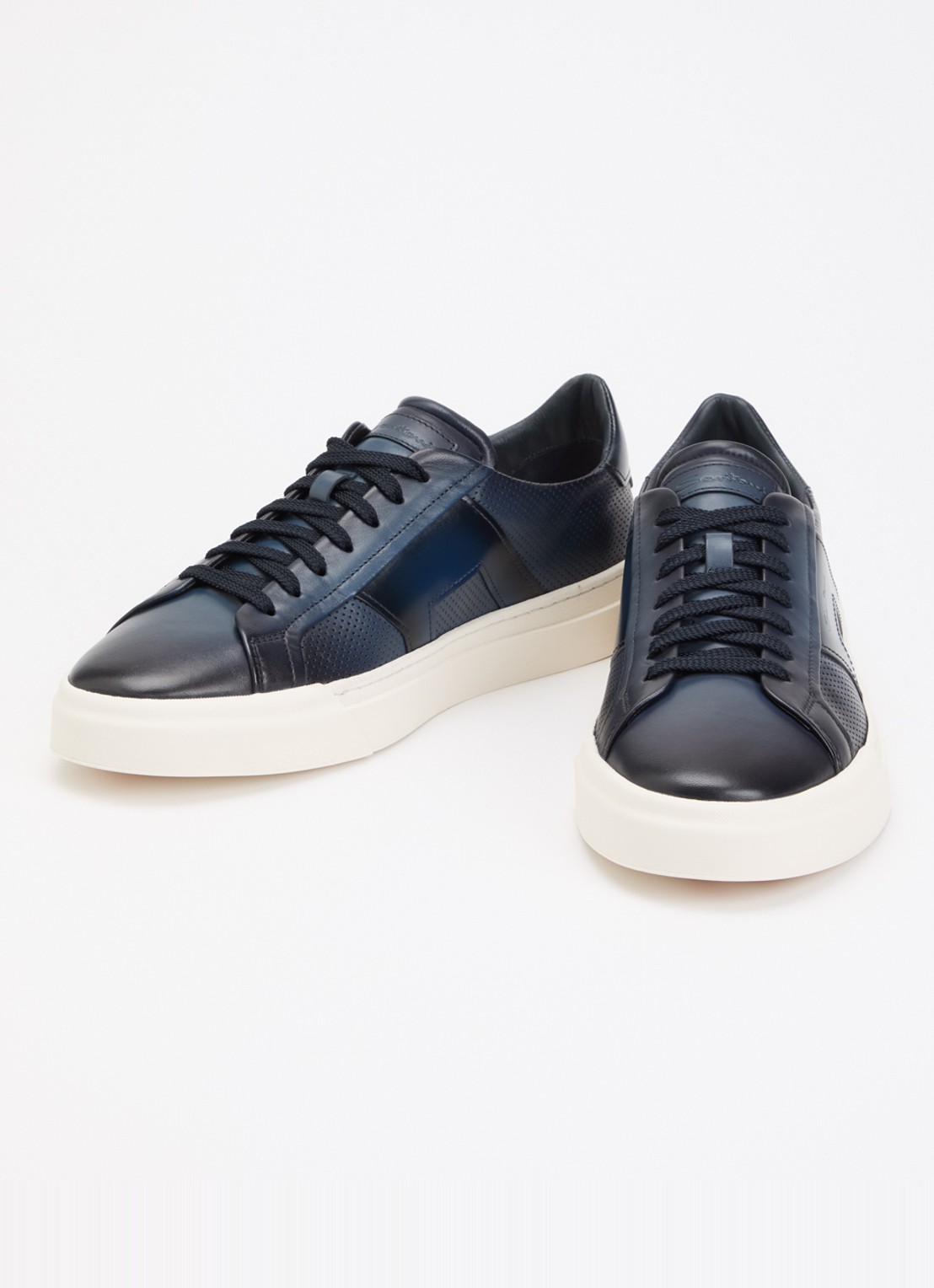 Santoni DBS32 sneaker van leer - detail donkerblauw