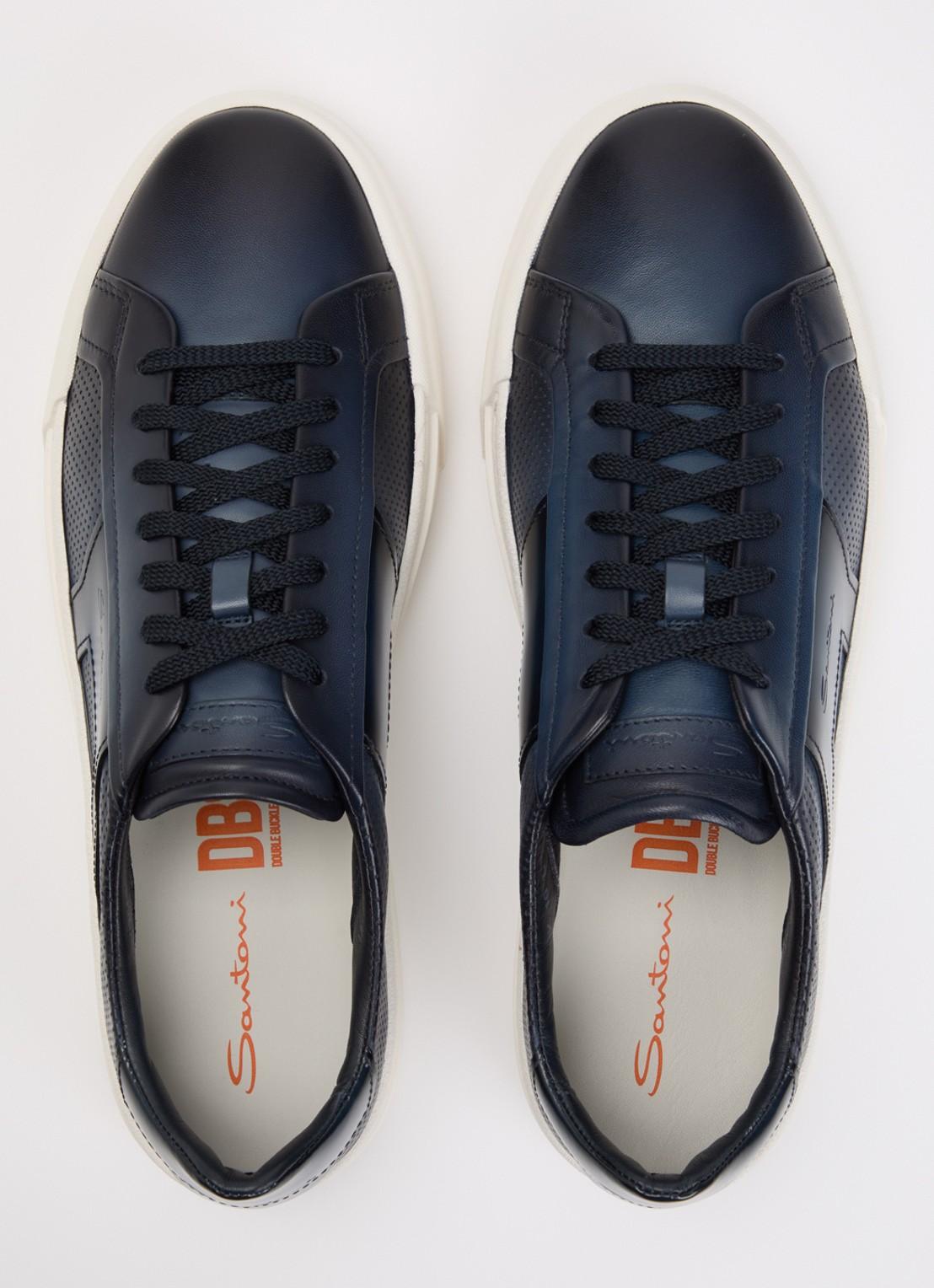 Santoni DBS32 sneaker van leer - detail 2 donkerblauw