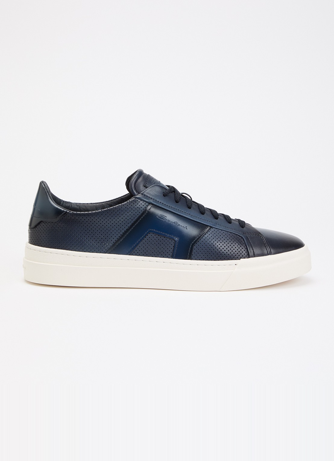 Santoni DBS32 sneaker van leer - voorkant 5 donkerblauw