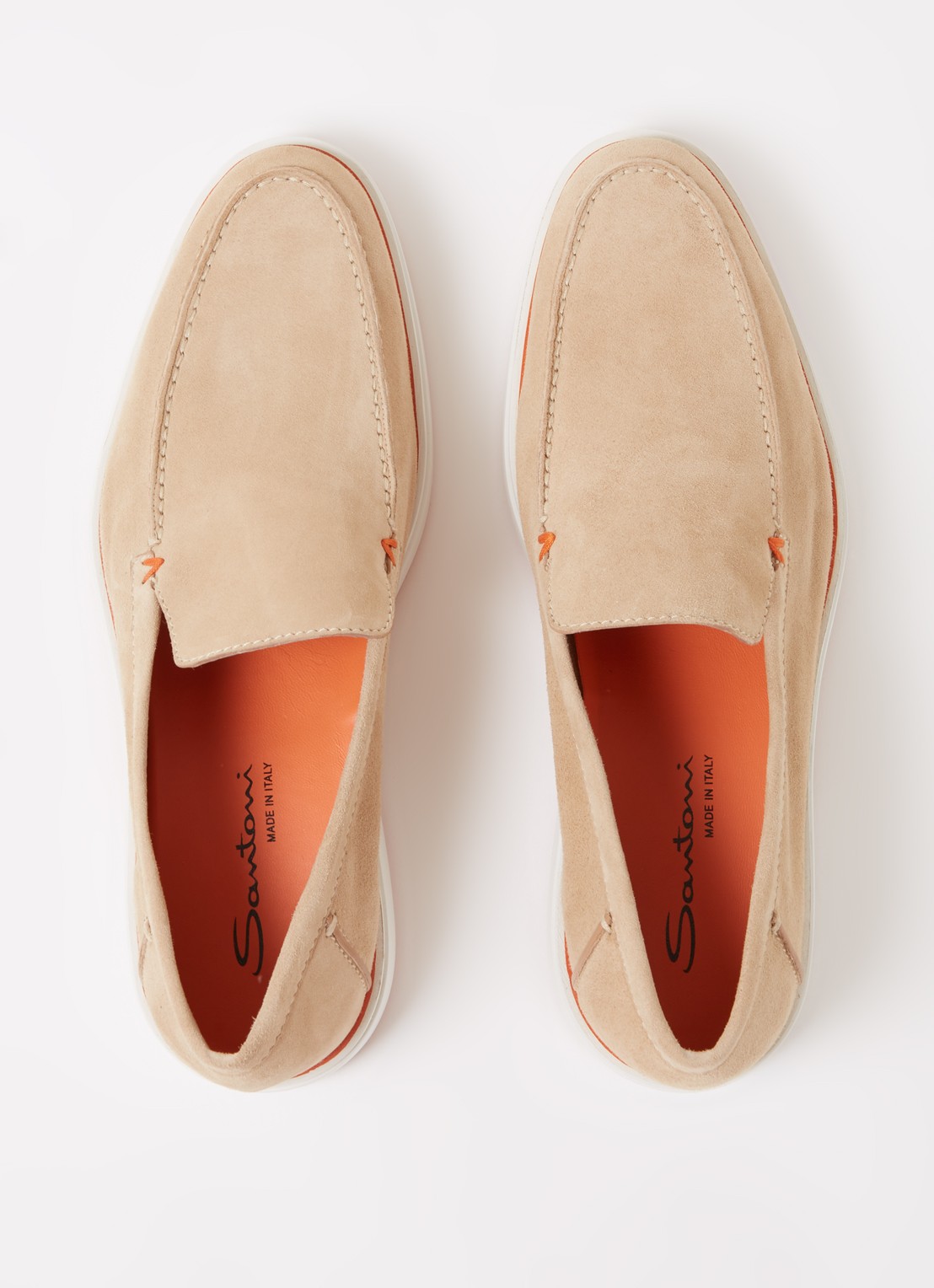 Santoni Detroit loafer van suède  - detail 5 beige
