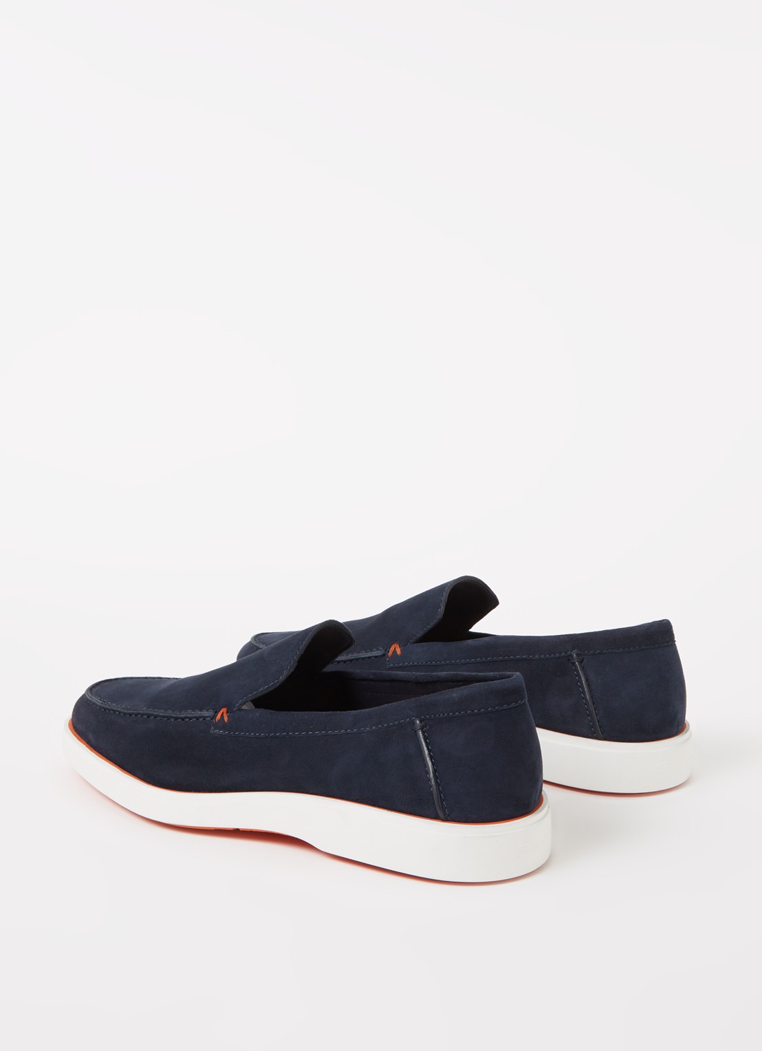 Santoni Detroit loafer van suède  - detail 4 donkerblauw