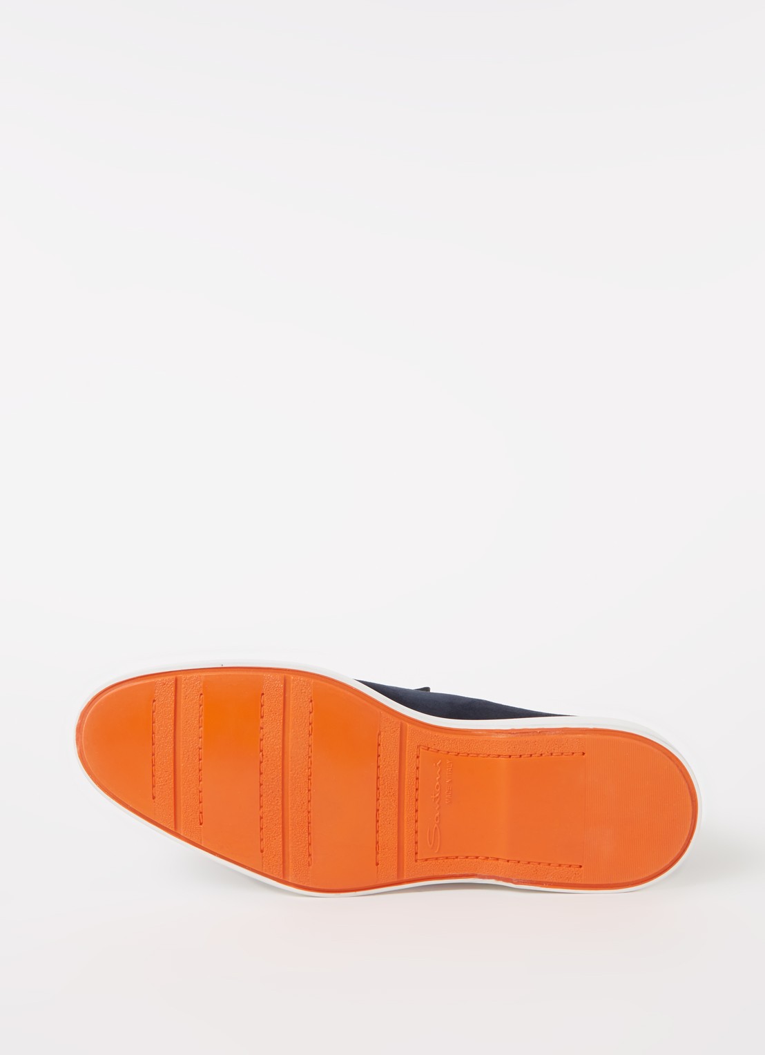 Santoni Detroit loafer van suède  - detail 7 donkerblauw
