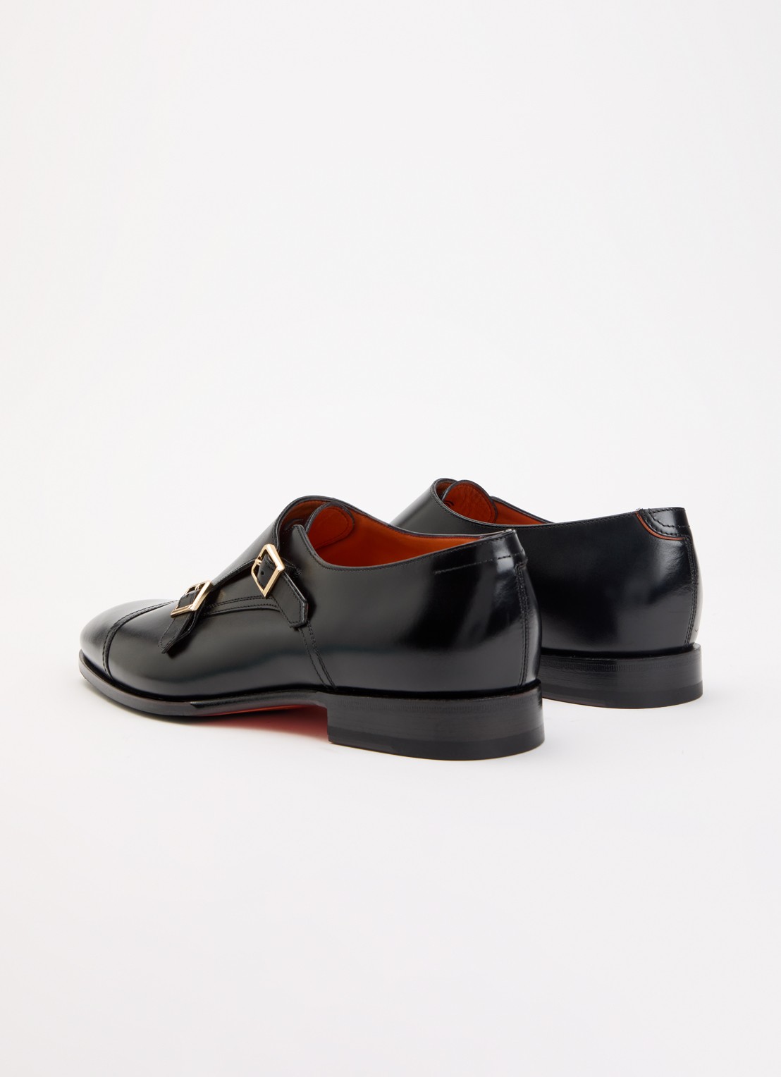 Santoni Gespschoen van leer - achterkant zwart