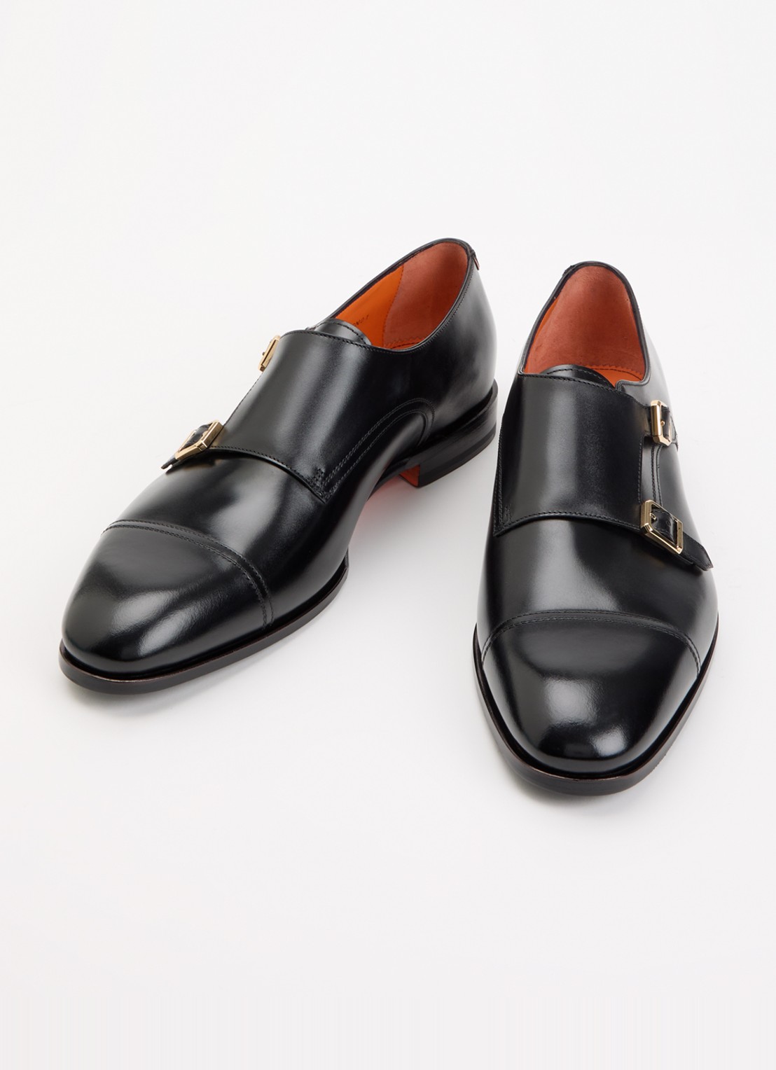 Santoni Gespschoen van leer - detail 3 zwart