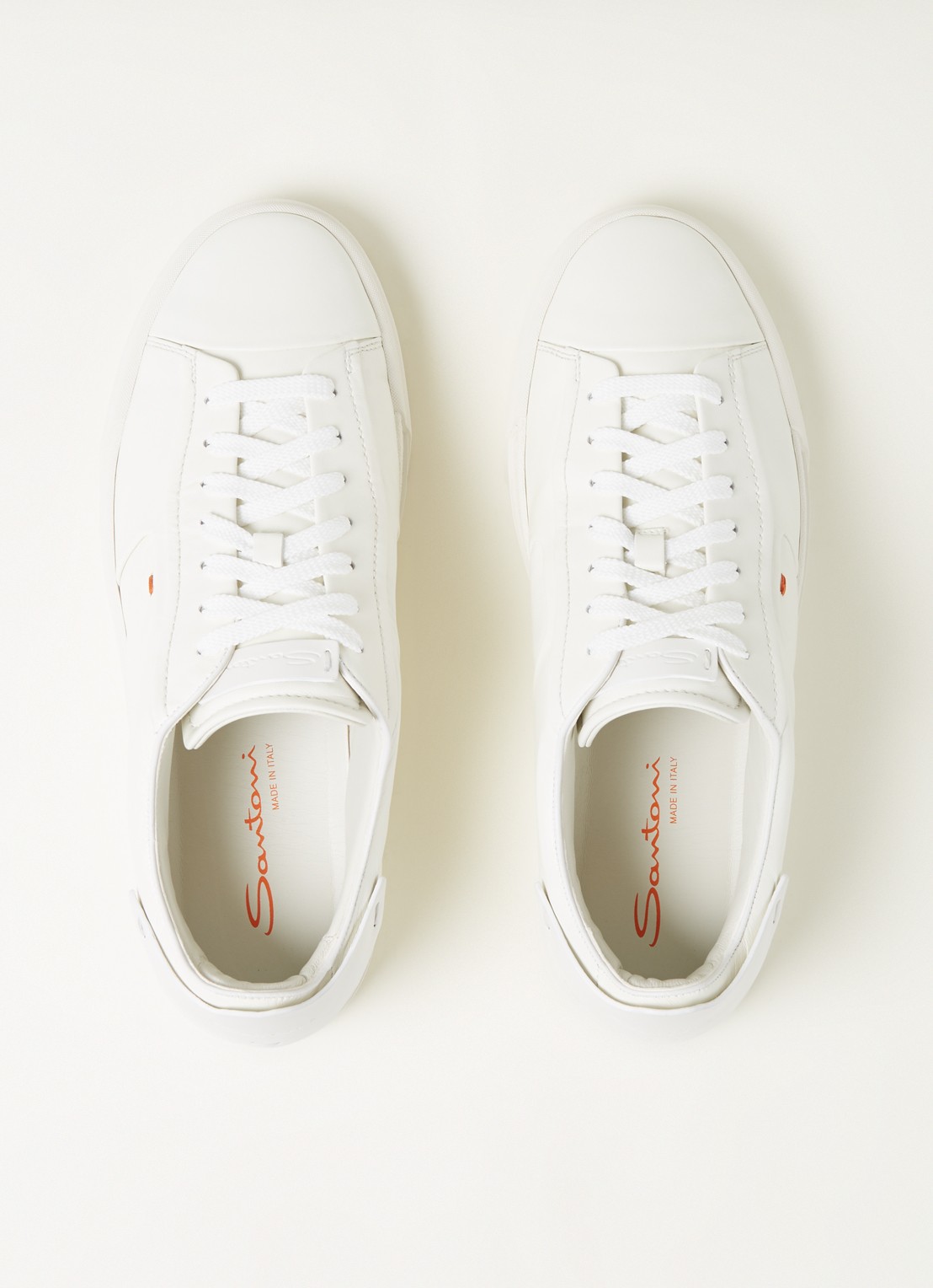 Santoni Gloria sneaker van leer  - detail 5 wit