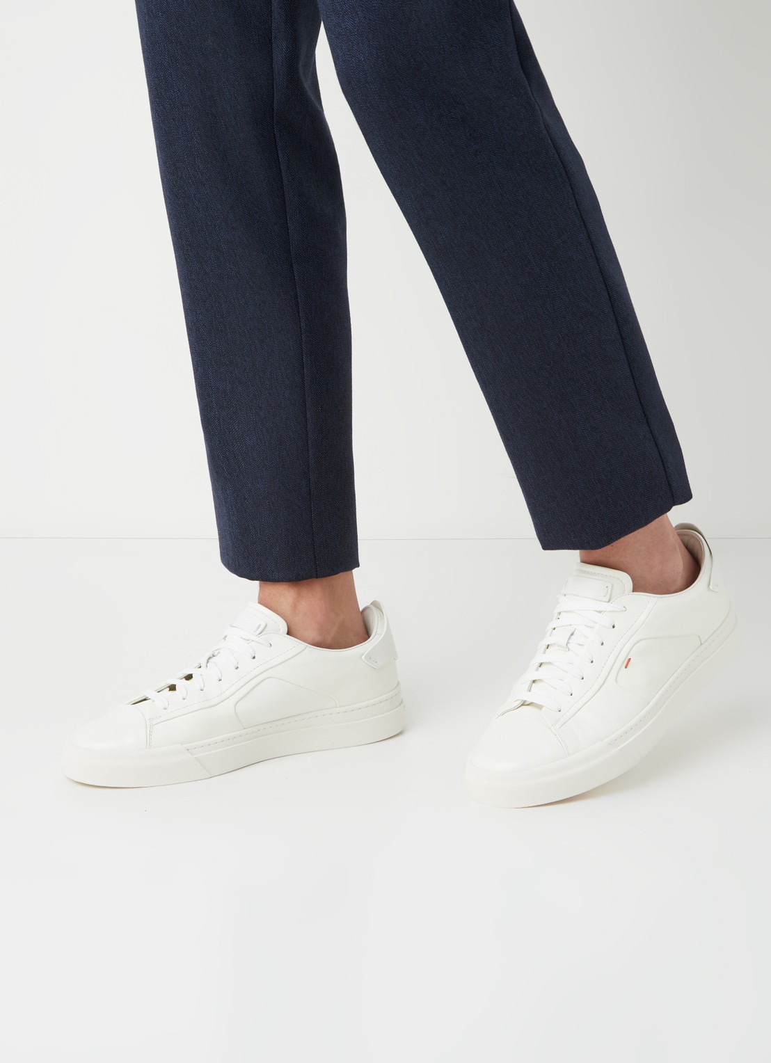 Santoni Gloria sneaker van leer  - voorkant 2 wit