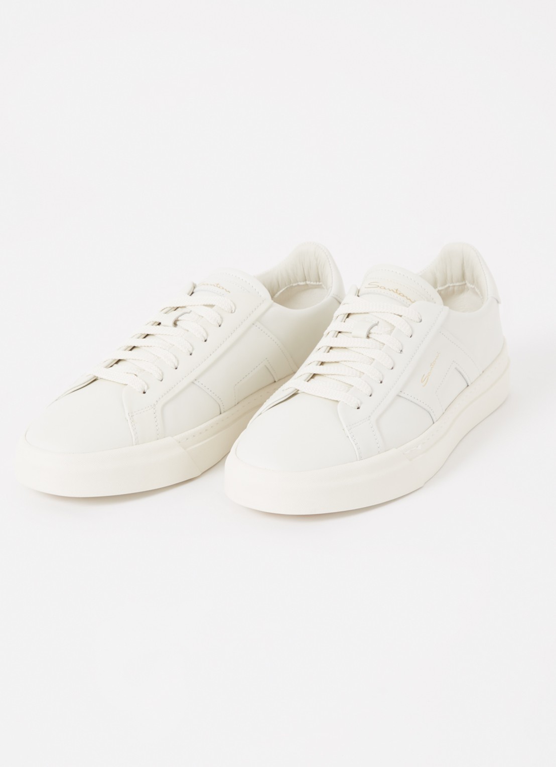 Santoni Gloria sneaker van leer - detail 3 gebroken wit