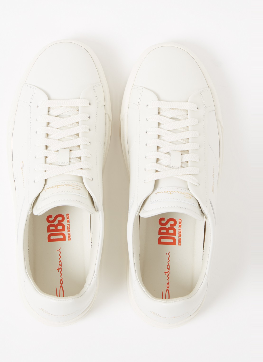 Santoni Gloria sneaker van leer - detail 5 gebroken wit