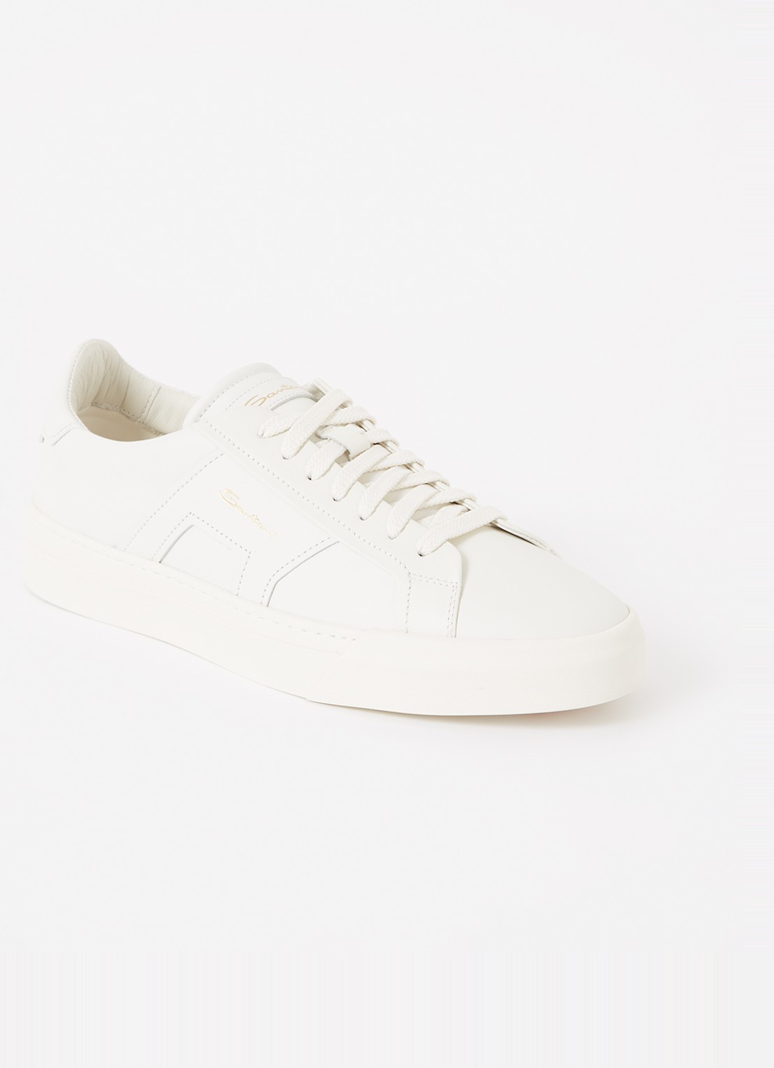 Santoni Gloria sneaker van leer - voorkant gebroken wit