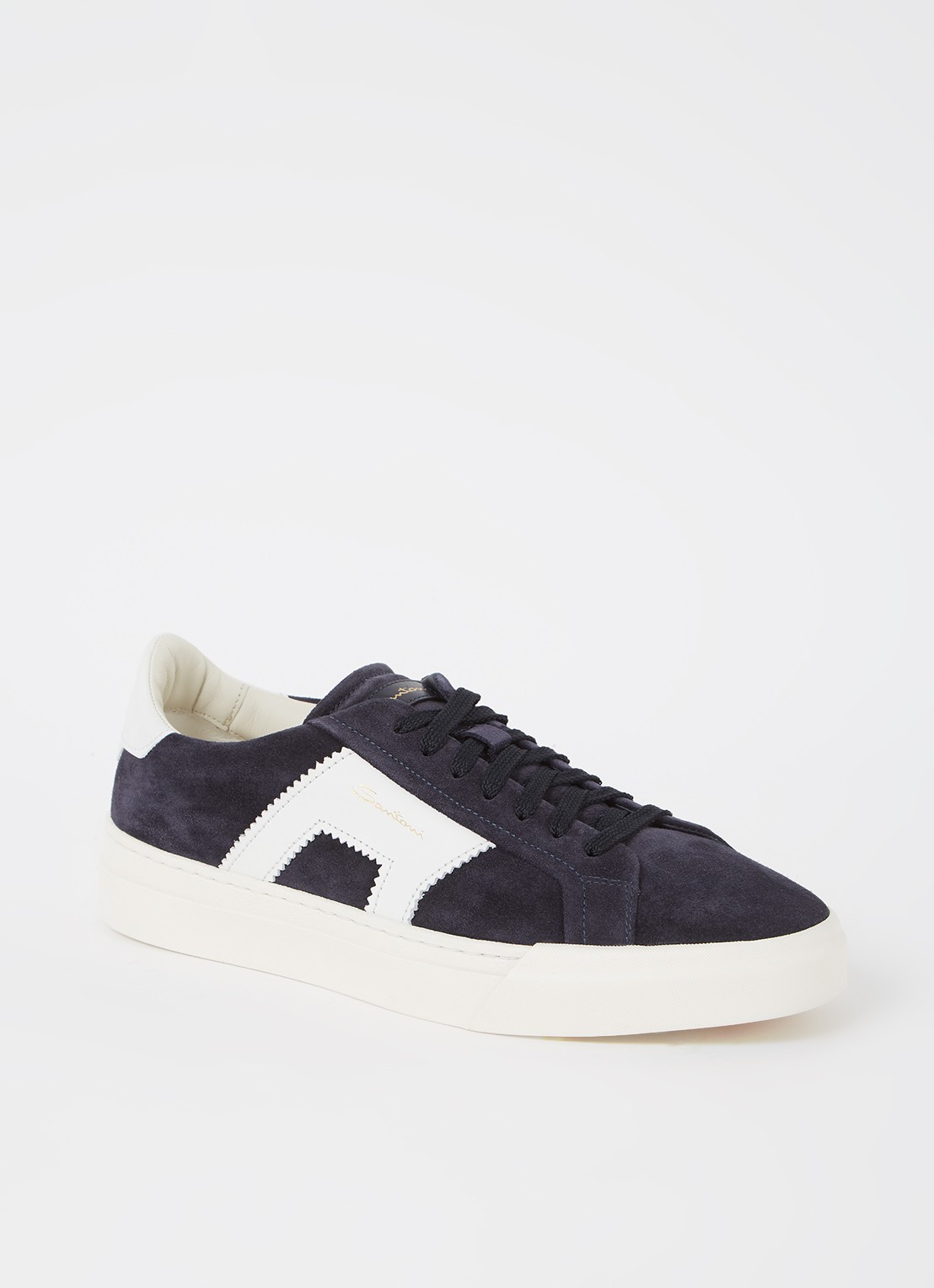 Santoni Gloria sneaker van suède - voorkant blauw