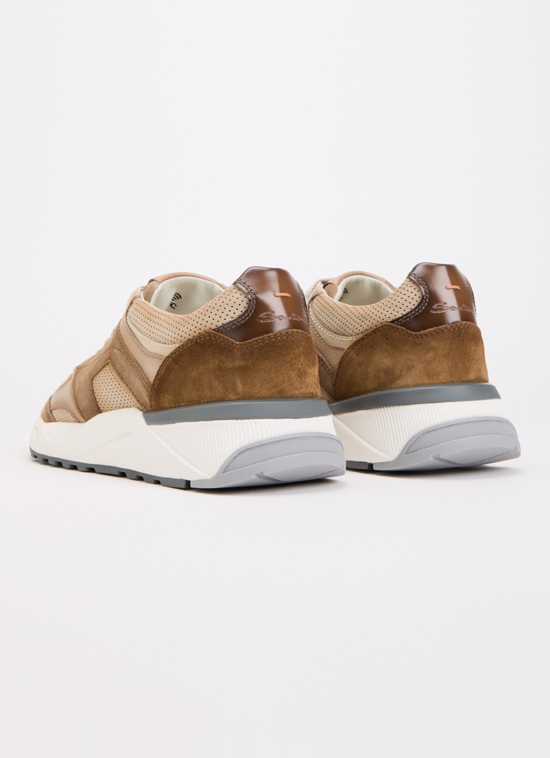 Santoni Innova-NEX sneaker van leer - achterkant lichtbruin