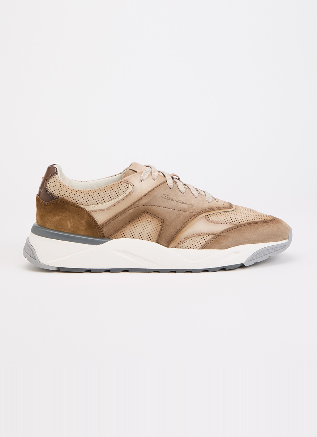 Santoni Innova-NEX sneaker van leer - voorkant 2 lichtbruin