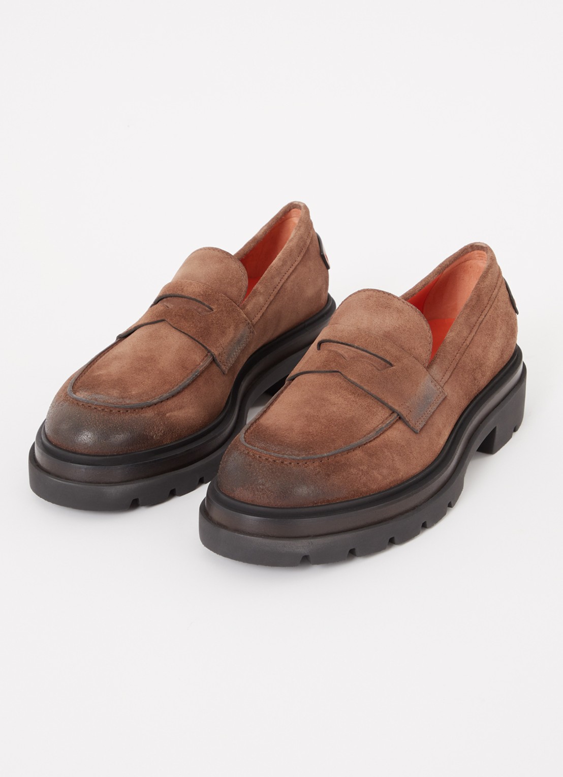 Santoni Loafer van suéde  - detail 3 bruin