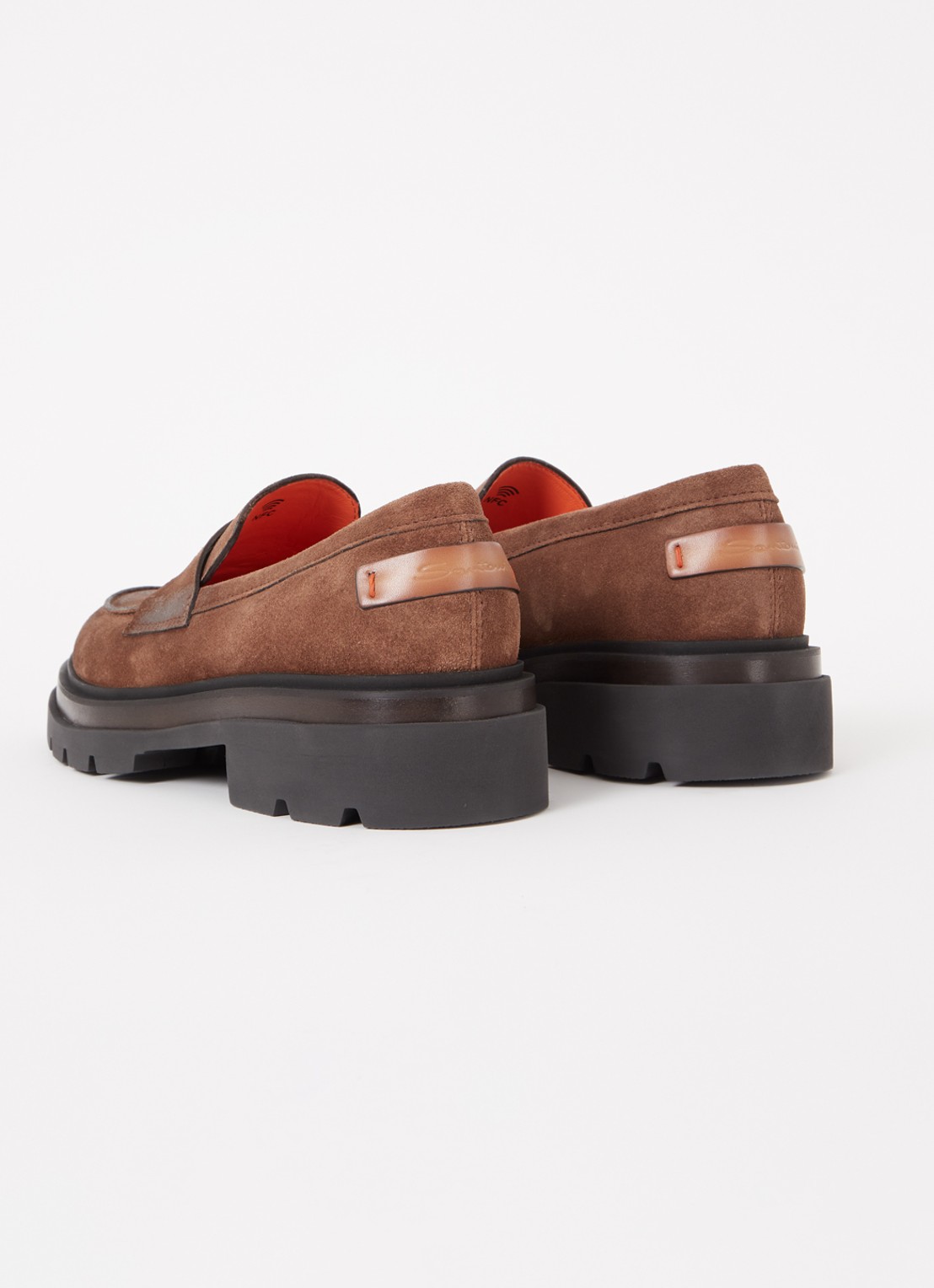 Santoni Loafer van suéde  - detail 4 bruin