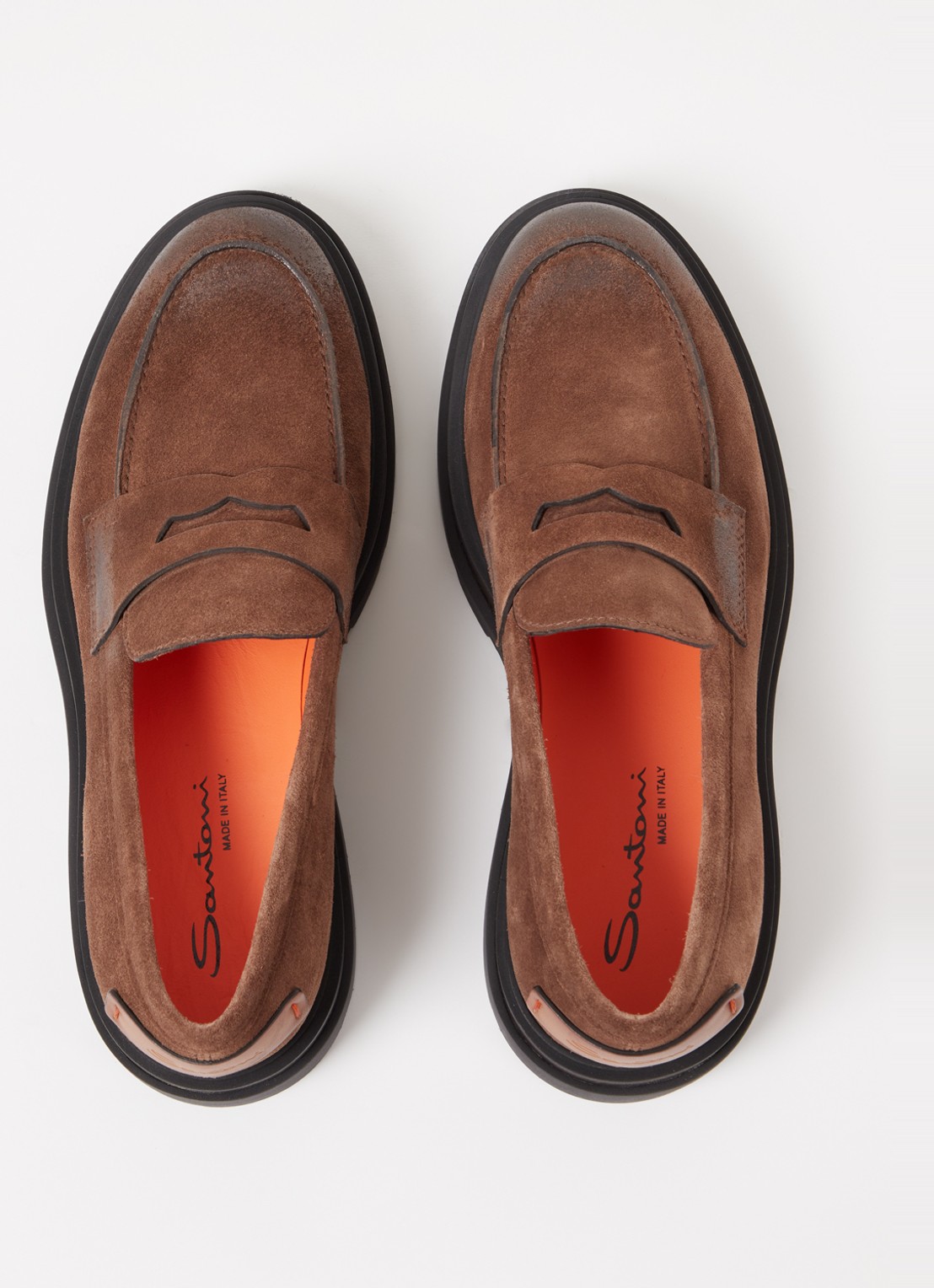 Santoni Loafer van suéde  - detail 5 bruin