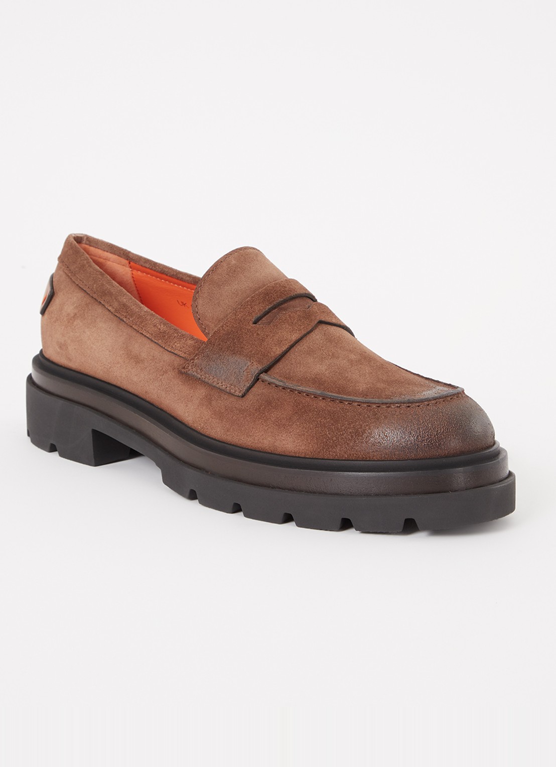 Santoni Loafer van suéde  - voorkant bruin