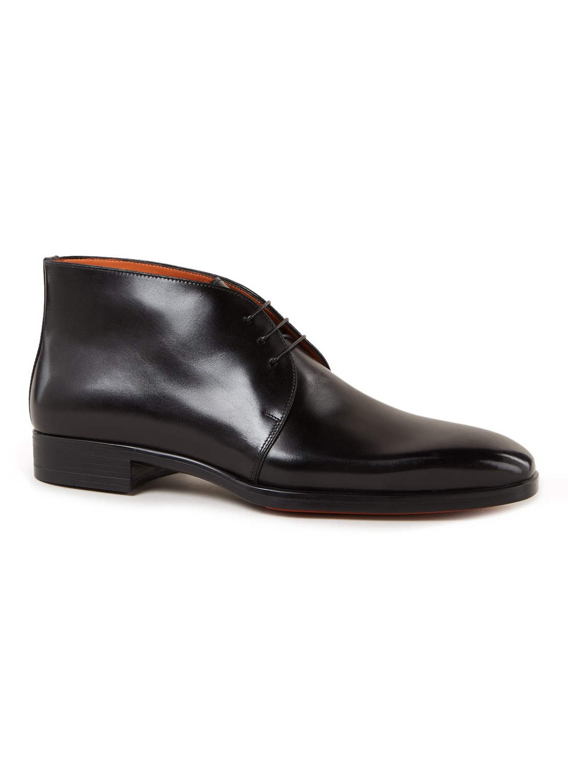 Santoni Mosley veterschoen van kalfsleer met lakfinish - voorkant 3 zwart