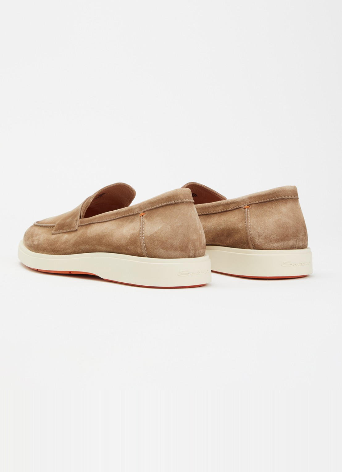 Santoni Revolve loafer van suède - achterkant beige