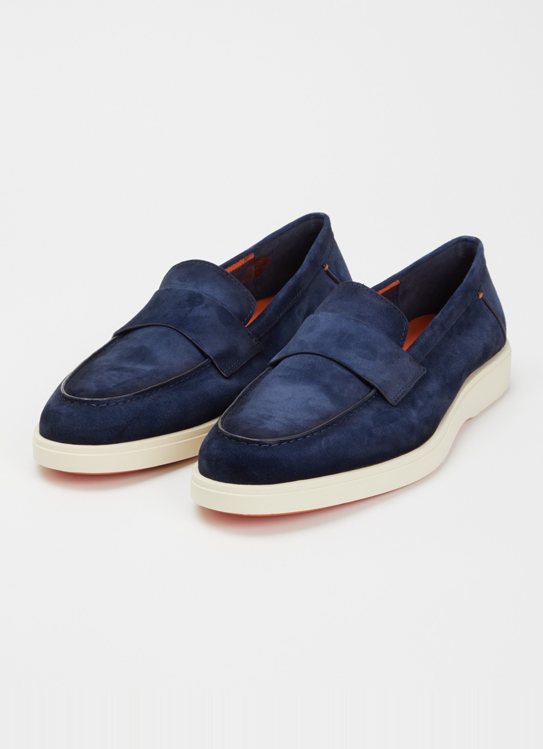Santoni Revolve loafer van suède - detail 3 royalblauw