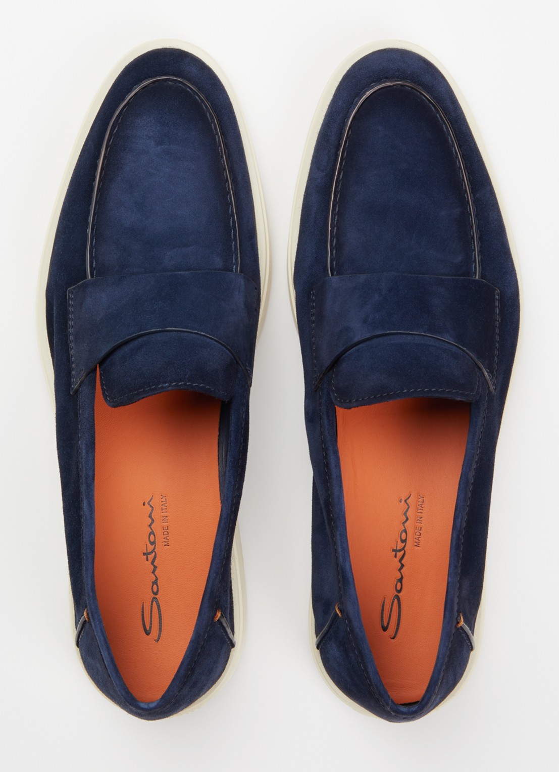 Santoni Revolve loafer van suède - detail 4 royalblauw