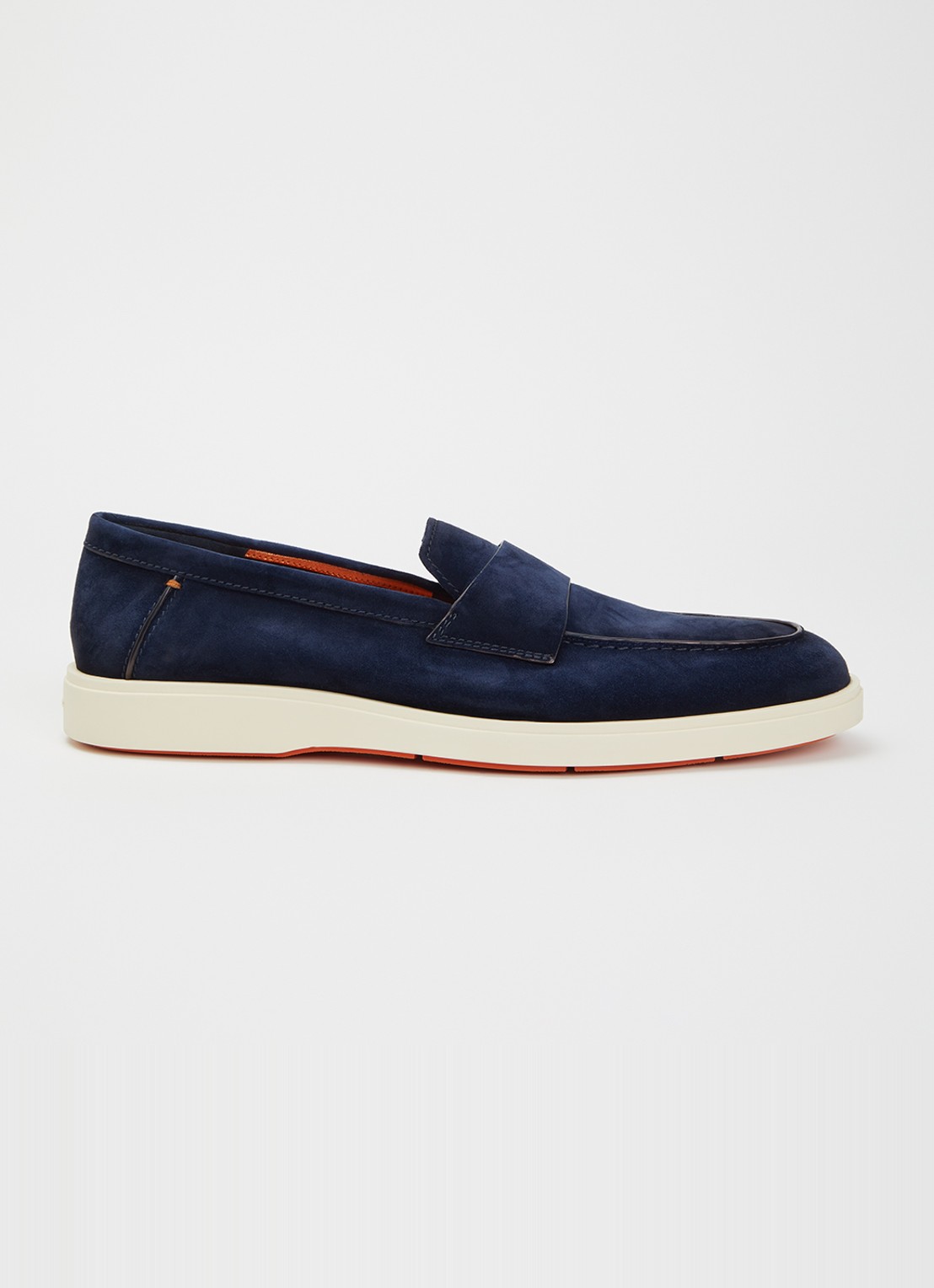 Santoni Revolve loafer van suède - voorkant royalblauw