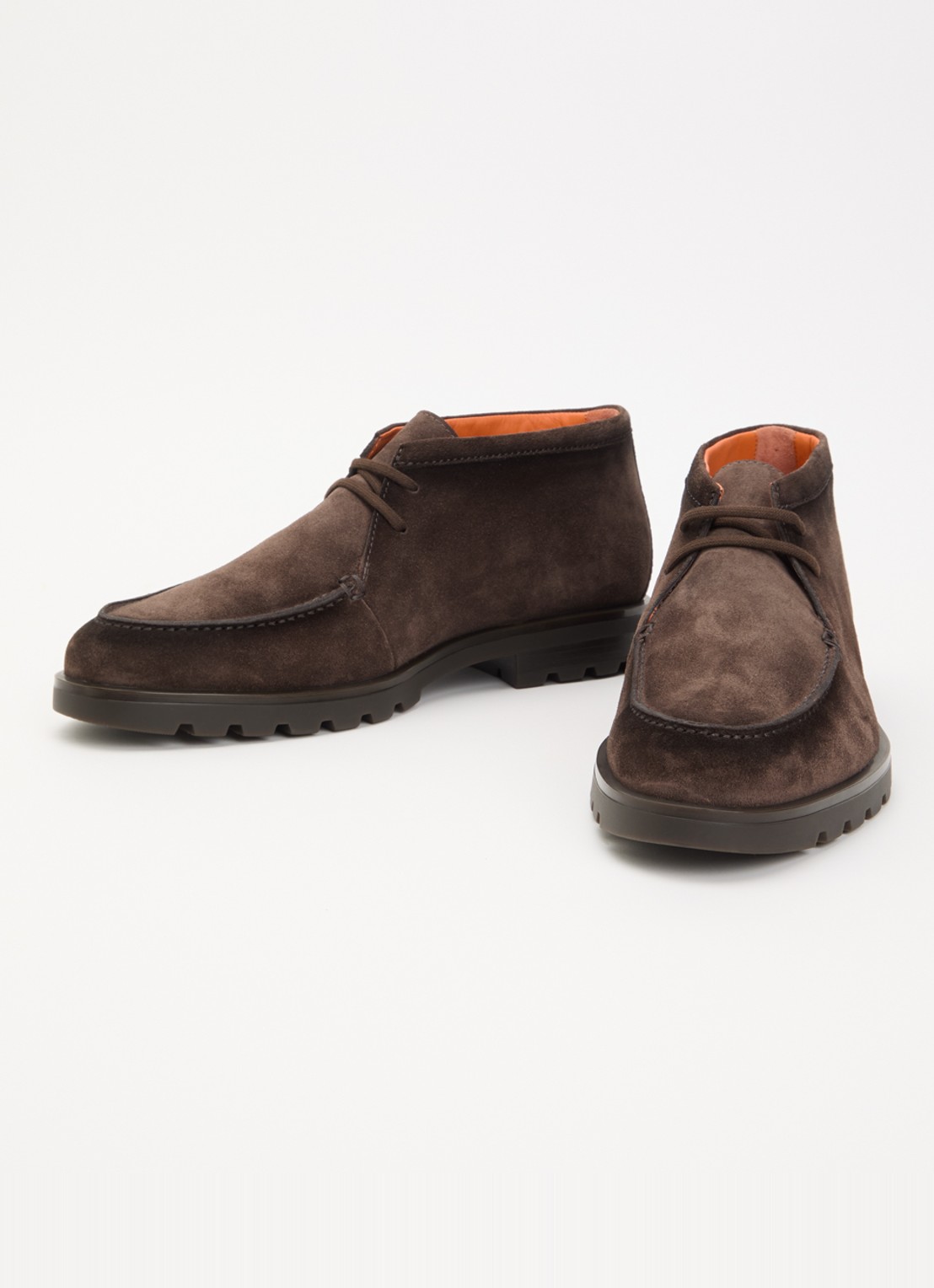Santoni Rock casual veterschoen van suède - detail 2 donkerbruin