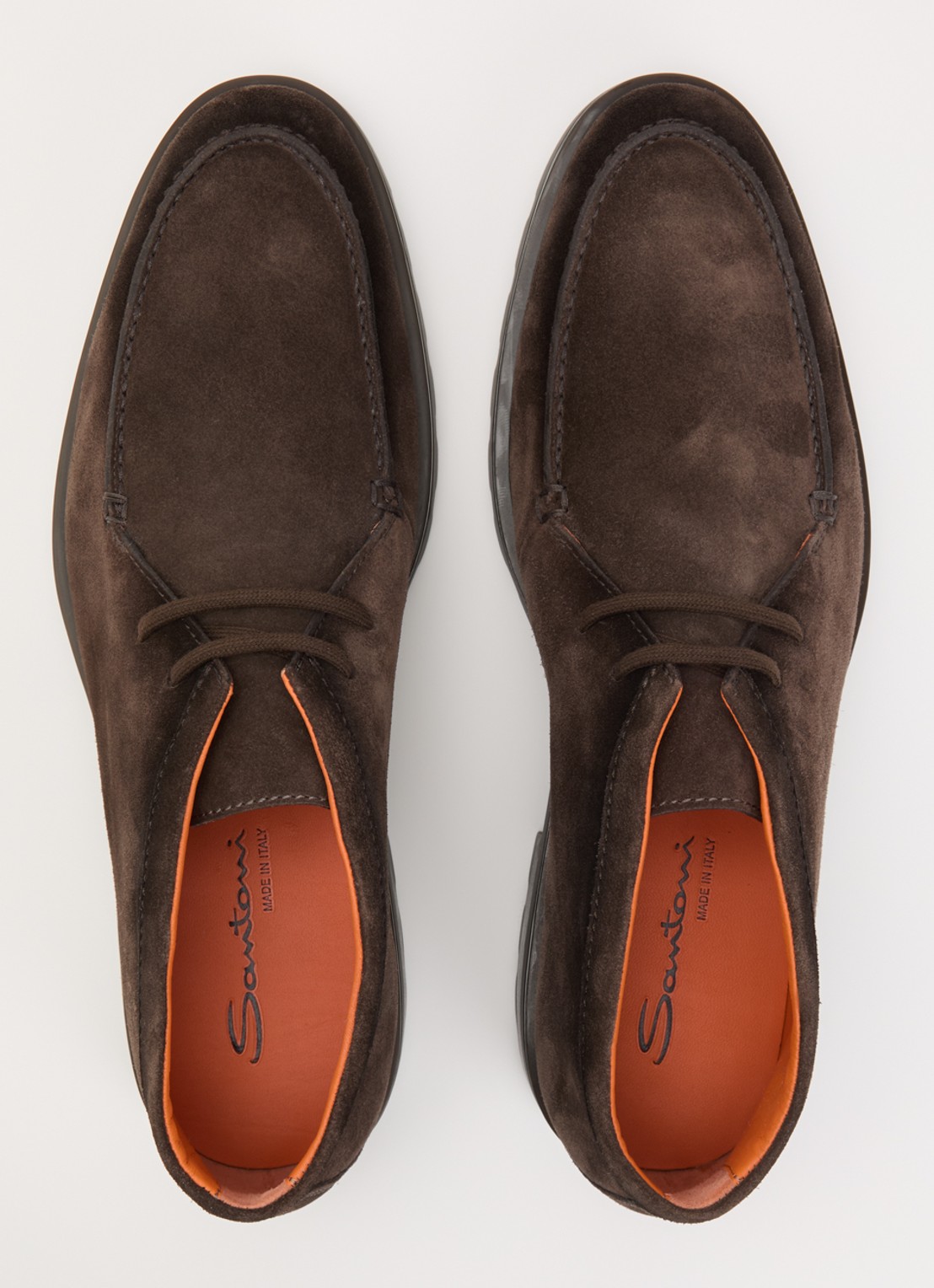 Santoni Rock casual veterschoen van suède - detail 3 donkerbruin