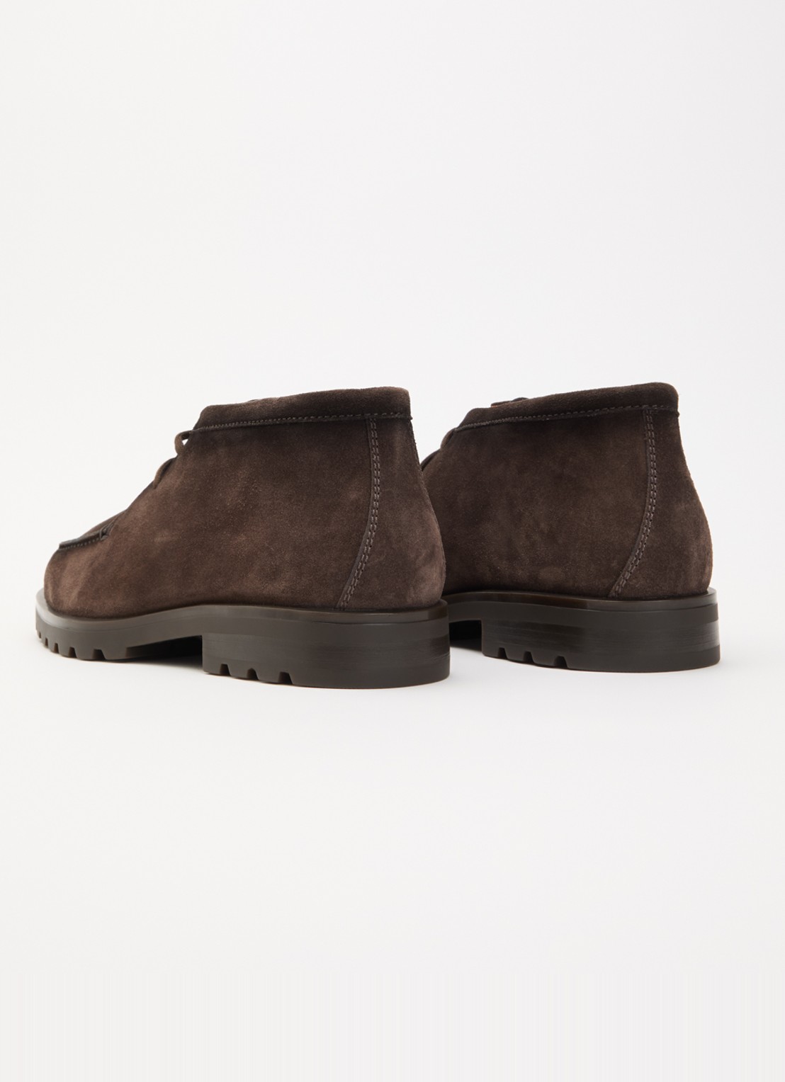 Santoni Rock veterschoen van suède - achterkant 6 donkerbruin
