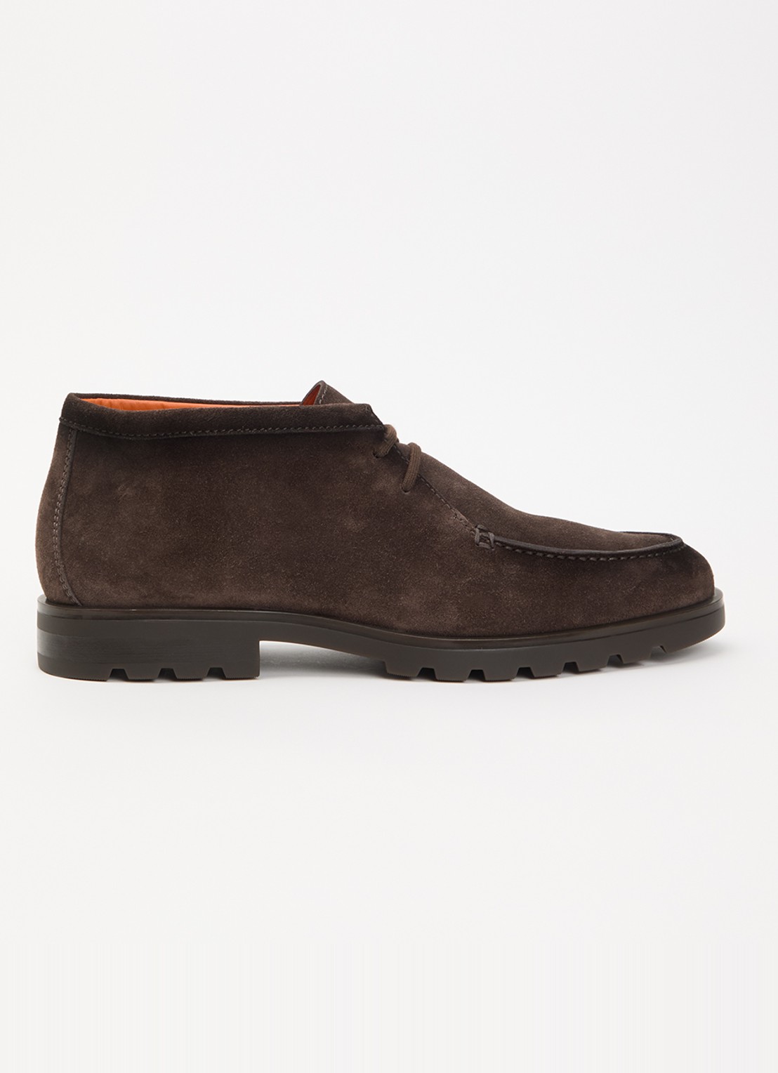 Santoni Rock veterschoen van suède - voorkant donkerbruin