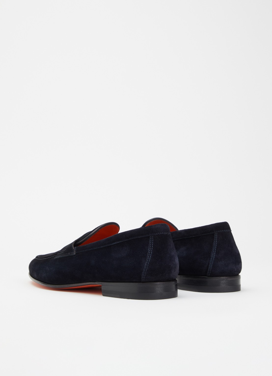Santoni Sullivan loafer van suède - achterkant 2 donkerblauw
