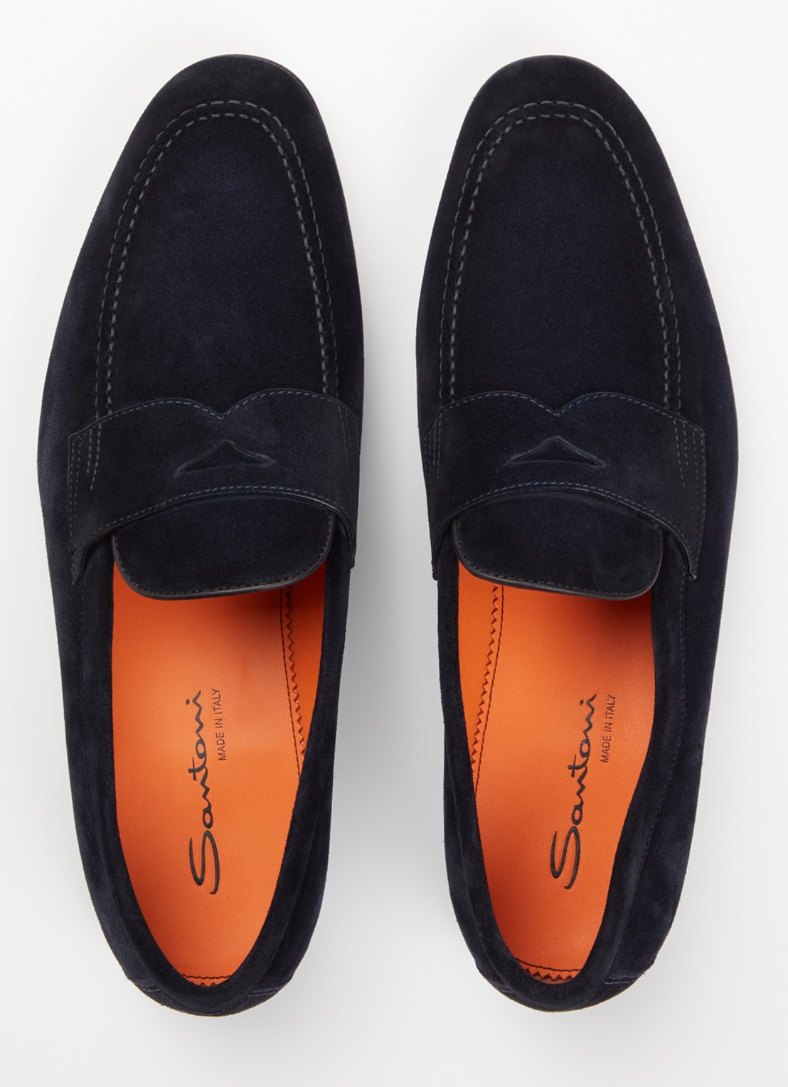 Santoni Sullivan loafer van suède - detail 4 donkerblauw