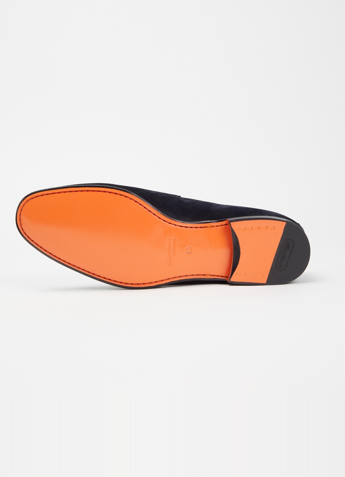 Santoni Sullivan loafer van suède - detail 5 donkerblauw