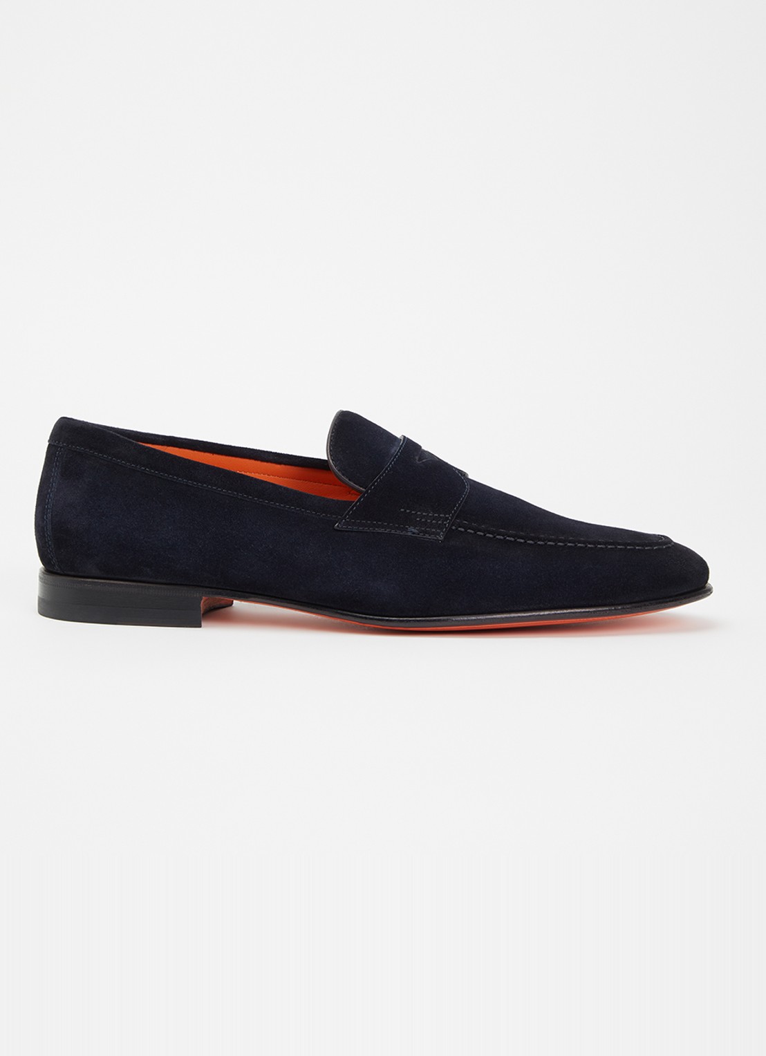 Santoni Sullivan loafer van suède - voorkant donkerblauw