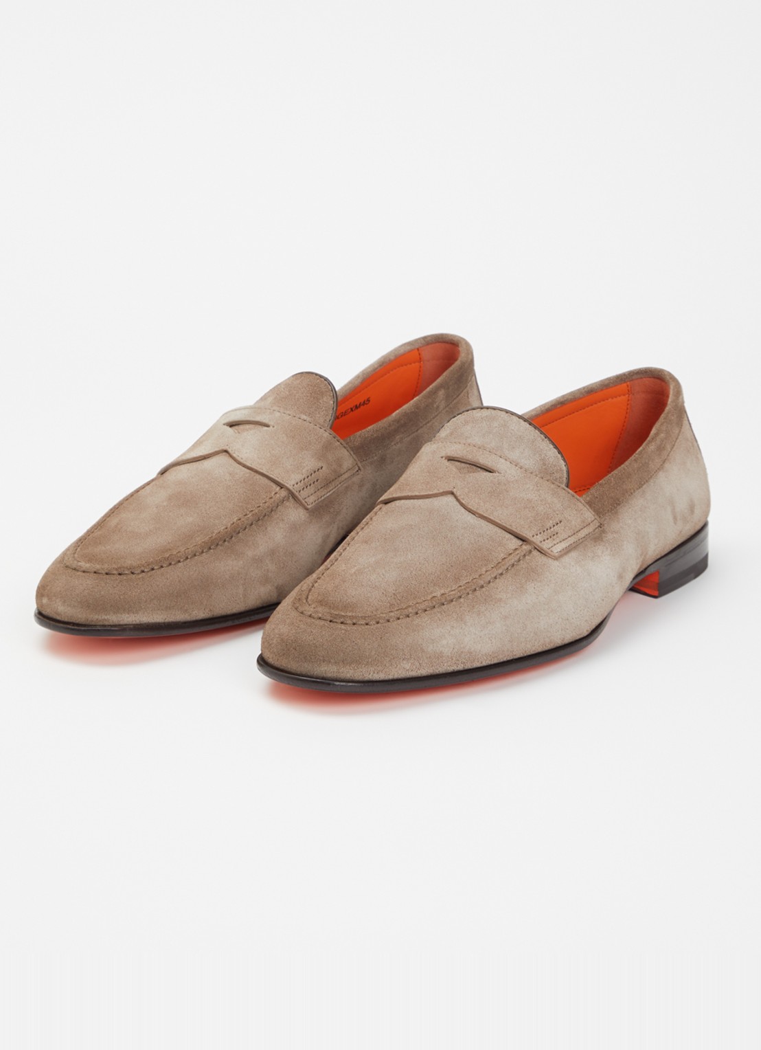 Santoni Sullivan loafer van suède - detail 3 donkerbeige