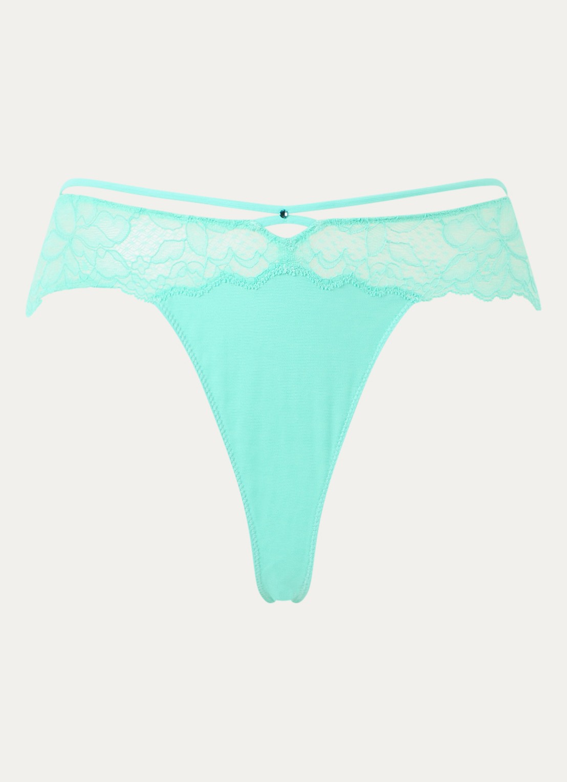 Sarda  Amelia tanga met kant - voorkant zeegroen