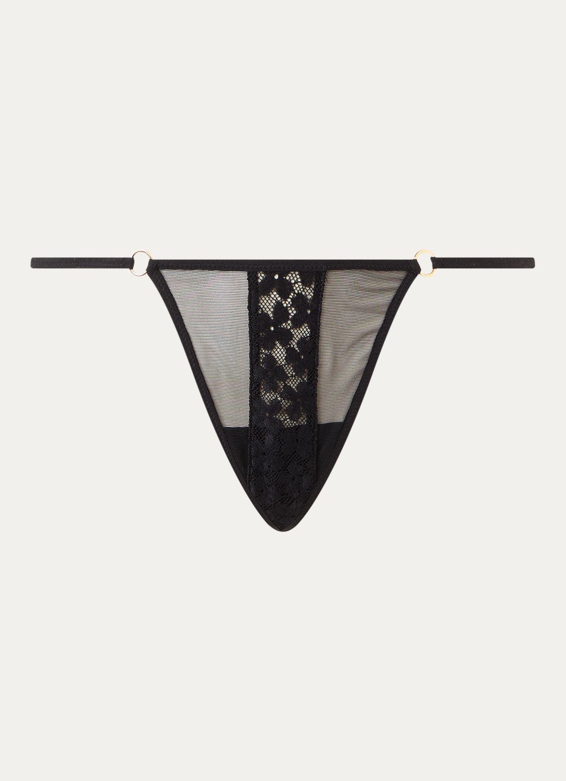 Sarda Ariarne string van mesh met kant - voorkant 4 zwart